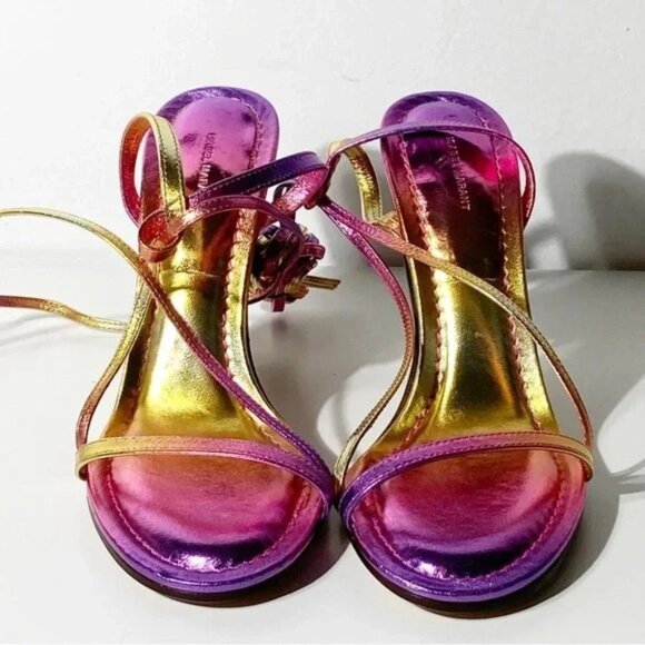 New Isabel Marant Aliza Metallic Leather Sandals in Metallic Pink Size 37 - Picture 5 of 8